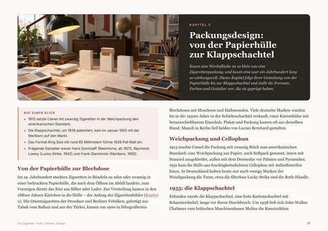 Kapitelanfang zum Packungsdesign mit Bild und Kernaussagen