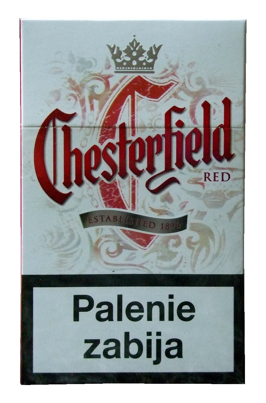 Klappschachtel Chesterfield Red mit polnischem Warnhinweis „Palenie zabija“, Polen 2011 (Frontseite, freigestellt)