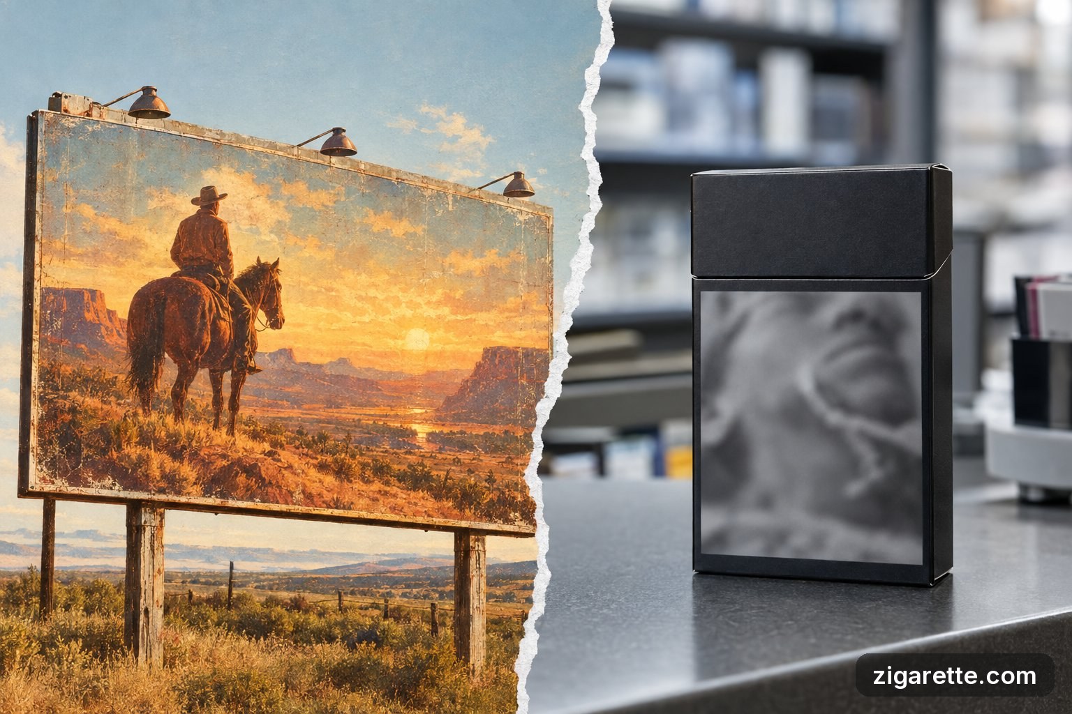 Vom Werbeplakat zum Bildwarnhinweis – Illustrative Gegenüberstellung